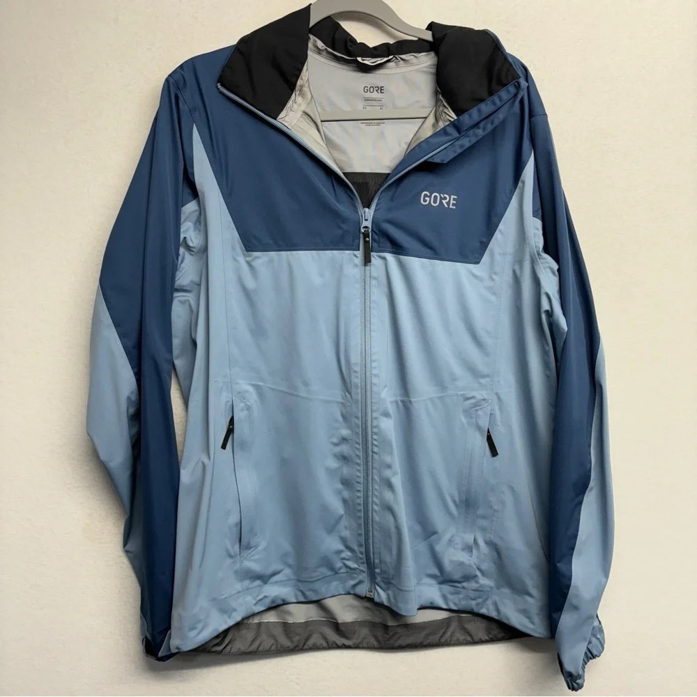 Gore Wear Tex Full Zip Jacket Windbreaker Cycling‎ Hooded Blue Men's XL